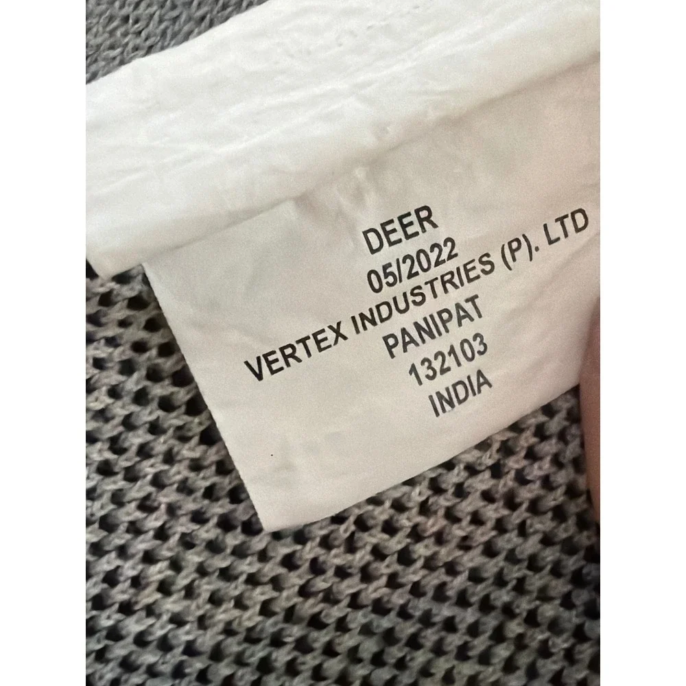 Unbranded Grey Pink Deer Knit Baby Blanket 100% Cotton OEKO-TEX 35x41